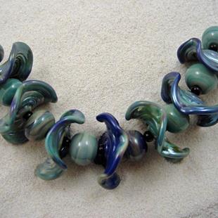 Art: Ambrosia *NYX RUFFLES* Lampwork 15 Beads Handmade - SOLD by Artist Bonnie G Morrow