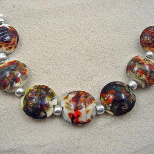 Art: Ambrosia *LENTILS ORANGES* Lampwork 7 Beads Handmade by Artist Bonnie G Morrow
