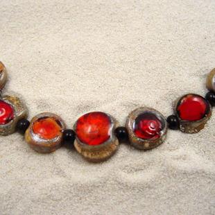 Art: Ambrosia 530 *RUBY EYES* Lampwork 7 Beads Handmade by Artist Bonnie G Morrow