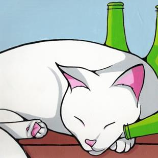 Art: Cat With Hangover by Artist Kris Jean