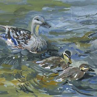 Art: Duck and Ducklings SOLD by Artist Karen Winters