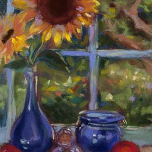 Art: Sunflower in Kitchen Window - Sold by Artist Patricia  Lee Christensen