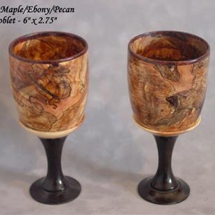 Art: Spalted Maple, Pecan & Ebony Wood Goblet by Artist Daniel L. Miller