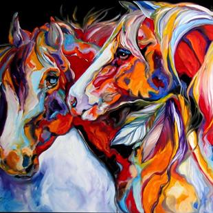 Art: TWO SPIRITS EQUINE ABSTRACT SOUTHWEST by Artist Marcia Baldwin