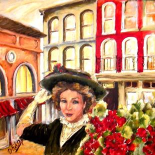 Art: Girl with Red Geraniums - SOLD by Artist Diane Millsap