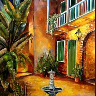 Art: Courtyard by Lamplight - SOLD by Artist Diane Millsap