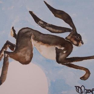 Art: THE HARE JUMPED OVER THE MOON by Artist Dawn Barker