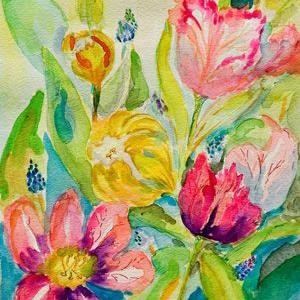Art: Spring Tulips by Artist Delilah Smith