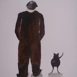 Art: ONE MAN AND HIS DOG by Artist Dawn Barker