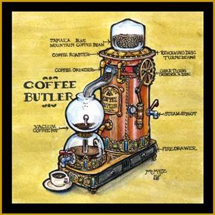Art: Steampunk Coffee Maker by Artist Madeline  Carol Matz