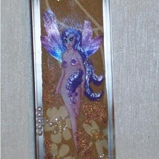 Art: Purple Haired Fairy Necklace Pendant by Artist Emily J White