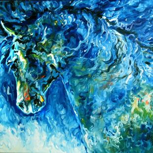 Art: ABSTRACT HORSE in BLUE by Artist Marcia Baldwin