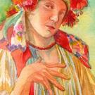 Art: After Mucha's Girl In Moravian Costume by Artist Erika Nelson
