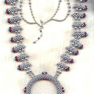 Art: Squash Blossom Look-Alike Necklace by Artist Sparkle Plenty Fine Beaded Jewellery