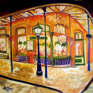 Art: FRENCH QUARTER CAFE on ROYAL ST. by Artist Marcia Baldwin