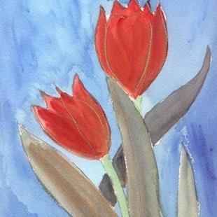 Art: Two Red Tulips by Artist Kim Wyatt