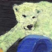 Art: POLAR BEAR, playing with a vessel he won on Ebay! by Artist Gabriele Maurus