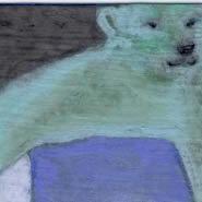 Art: POLAR BEAR, PUSHING SYSIPHYSICALLY A HUGE ICE CUBE UP THE HILL by Artist Gabriele Maurus