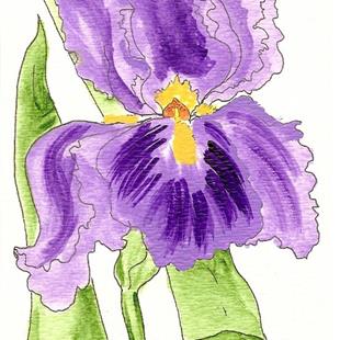 Art: Glorious Iris original OSWOA painting by Artist Nancy Denommee   