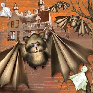 Art: Cute Vampire Bats - Trying To Look Scary by Artist Patricia  Lee Christensen
