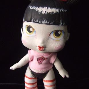Art: Gothic Gisha altered art emo doll (Nasty toys for Naughty Children) by Artist Noelle Hunt