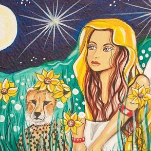 Art: Star light angel and Cheetah by Artist Meredith Estes