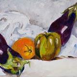 Art: Eggplant and Company No3 by Artist Delilah Smith