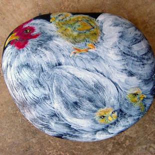 Art: Rock Hen & chicks  by Artist Tracey Allyn Greene