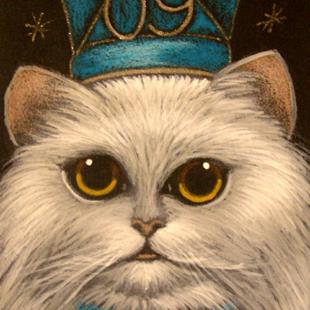 Art: SILVER CAT - HAPPY NEW YEAR 2009 by Artist Cyra R. Cancel