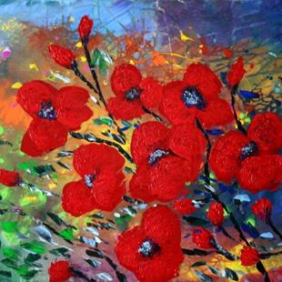 Art: RED FLOWERS by Artist LUIZA VIZOLI