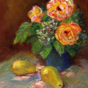Art: Roses and Pears by Artist Erika Nelson