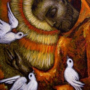 Art: SAINT FRANCIS OF ASSISI & DOVES by Artist Cyra R. Cancel