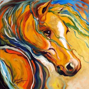 Art: GOLD WIND EQUINE ABSTRACT by Artist Marcia Baldwin
