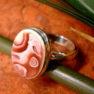 Art: MINK GRAIN HANDCRAFTED CABACHON STERLING SILVER RING by Artist Sarah Thomas
