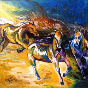 Art: ABSTRACT HORSE TRIO by Artist Marcia Baldwin
