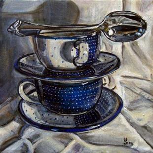 Art: Cups and a Spoon: Polish Pottery LII by Artist Heather Sims