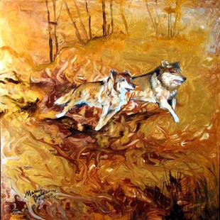 Art: WILD WOLF RUN ABSTRACT by Artist Marcia Baldwin