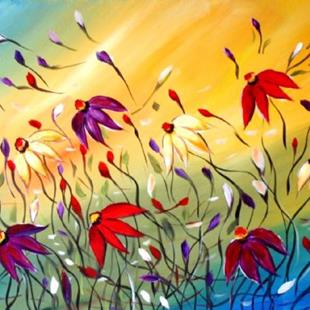 Art: WINDY DAY FLOWERS-Custom Painting for RITA-sold by Artist LUIZA VIZOLI