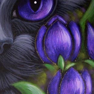 Art: BLACK CAT - TULIP FLOWERS 2 by Artist Cyra R. Cancel