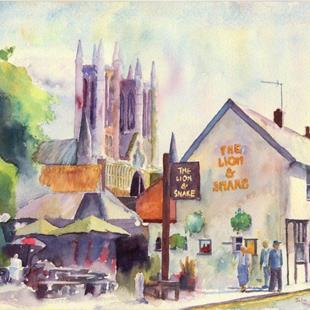 Art: The Lion and Snake Pub, Lincoln by Artist John Wright