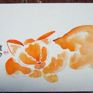 Art: Sleepy Orange Cat by Artist Tracey Allyn Greene