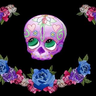 Art: Sugar Skull With Roses by Artist Carissa M Martos