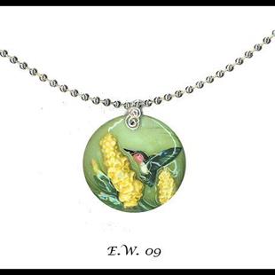 Art: Foxglove & Hummingbird Necklace by Artist Elaina Wagner