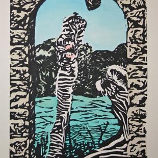 Art: Painted Zebra by Artist Kim Loberg