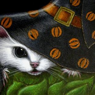 Art: *WHITE RAT MICE MOUSE HALLOWEEN WITCH HAT 7 by Artist Cyra R. Cancel