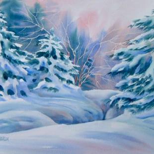 Art: Tahoe Sierra Winter Pines by Artist Pamela K Wilhelm