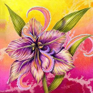 Art: Paisley Amaryllis by Artist Alma Lee