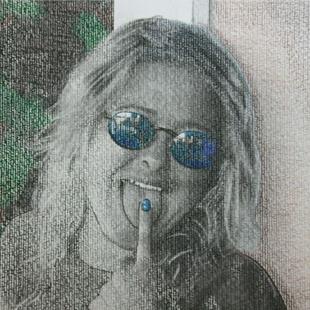 Art: Christie In Blue Glasses by Artist Sherry Key