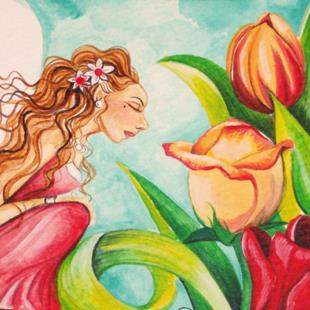 Art: Smell the Roses Fairy by Artist Meredith Estes