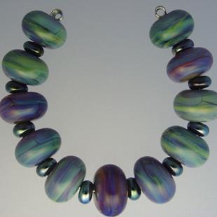 Art: BG Morrow LAMPWORK Handmade Glass Art 21 Beads D6 SRA by Artist Bonnie G Morrow